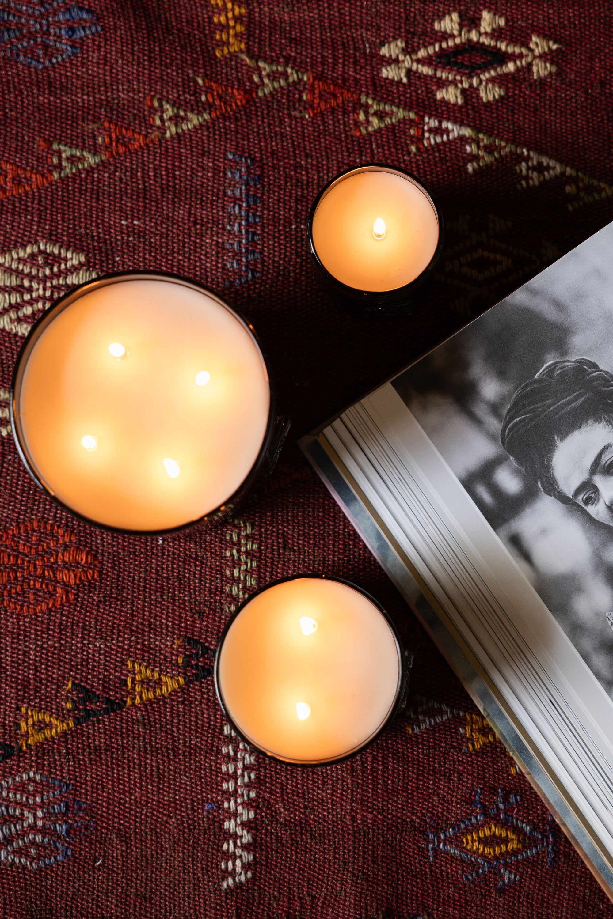 Tres velas vainilla negra